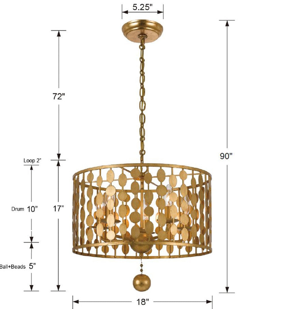 Layla 5 Light Antique Gold Chandelier 545-GA