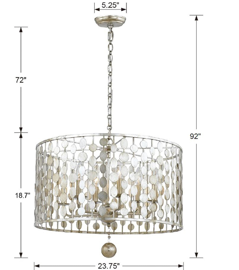 Layla 6 Light Antique Gold Chandelier 546-GA