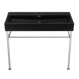 Claire 40 Ceramic Console Sink Matte Black Basin Chrome Legs