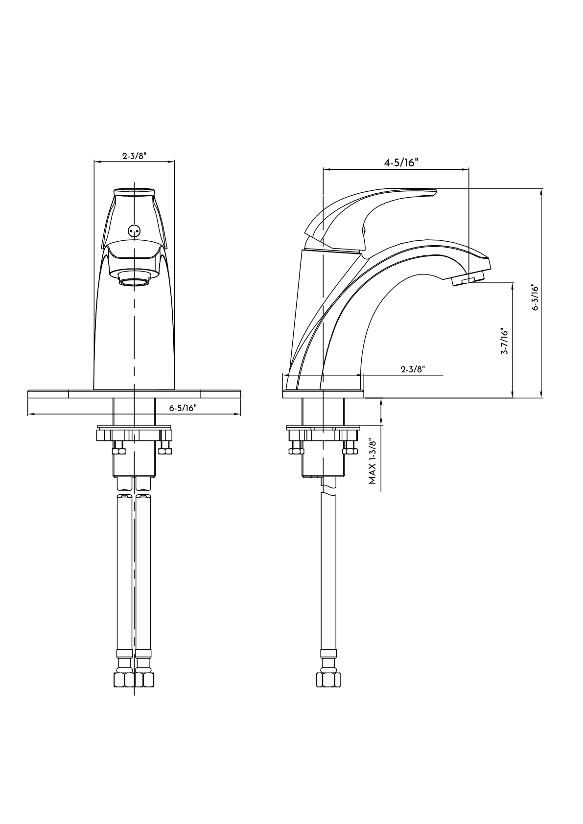 DAX Brass Single Handle Bathroom Faucet with 6" Deck Plate, Chrome DAX-8104-CR