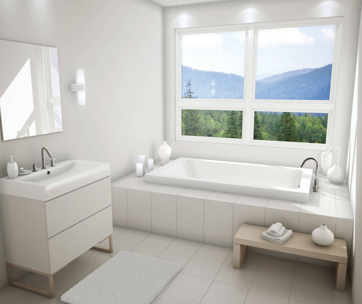 MAAX 105721-000-001-100 Skybox 7236 Acrylic Drop-in End Drain Bathtub in White