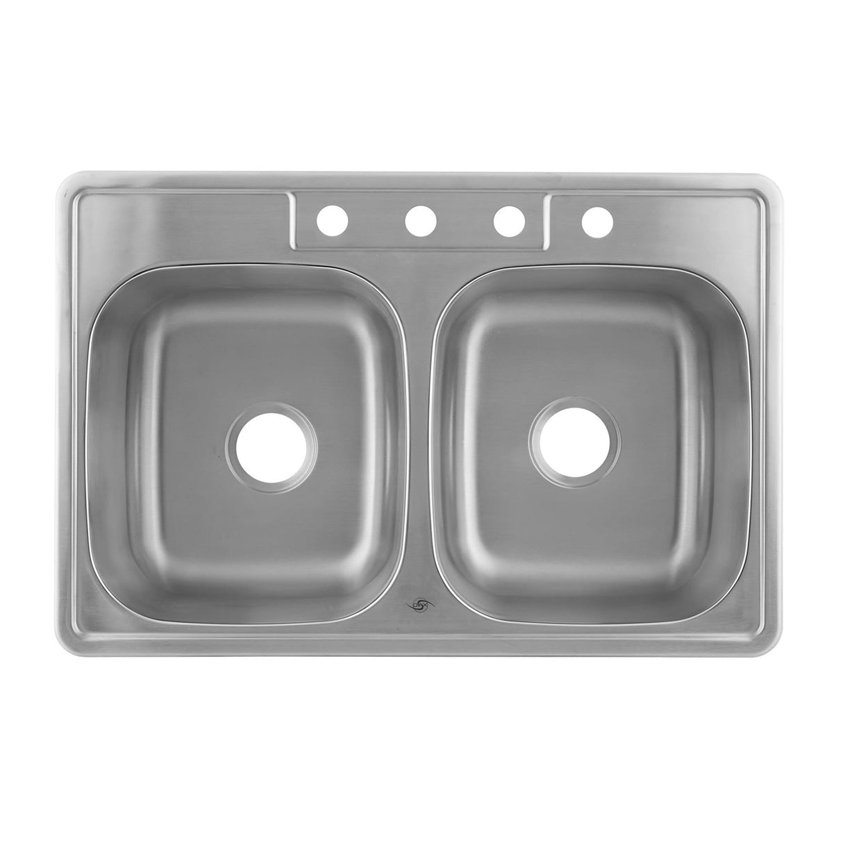 DAX Stainless Steel 50/ 50 Double Bowl Top Mount Kitchen Sink, Brushed Stainless Steel DAX-OM-3322