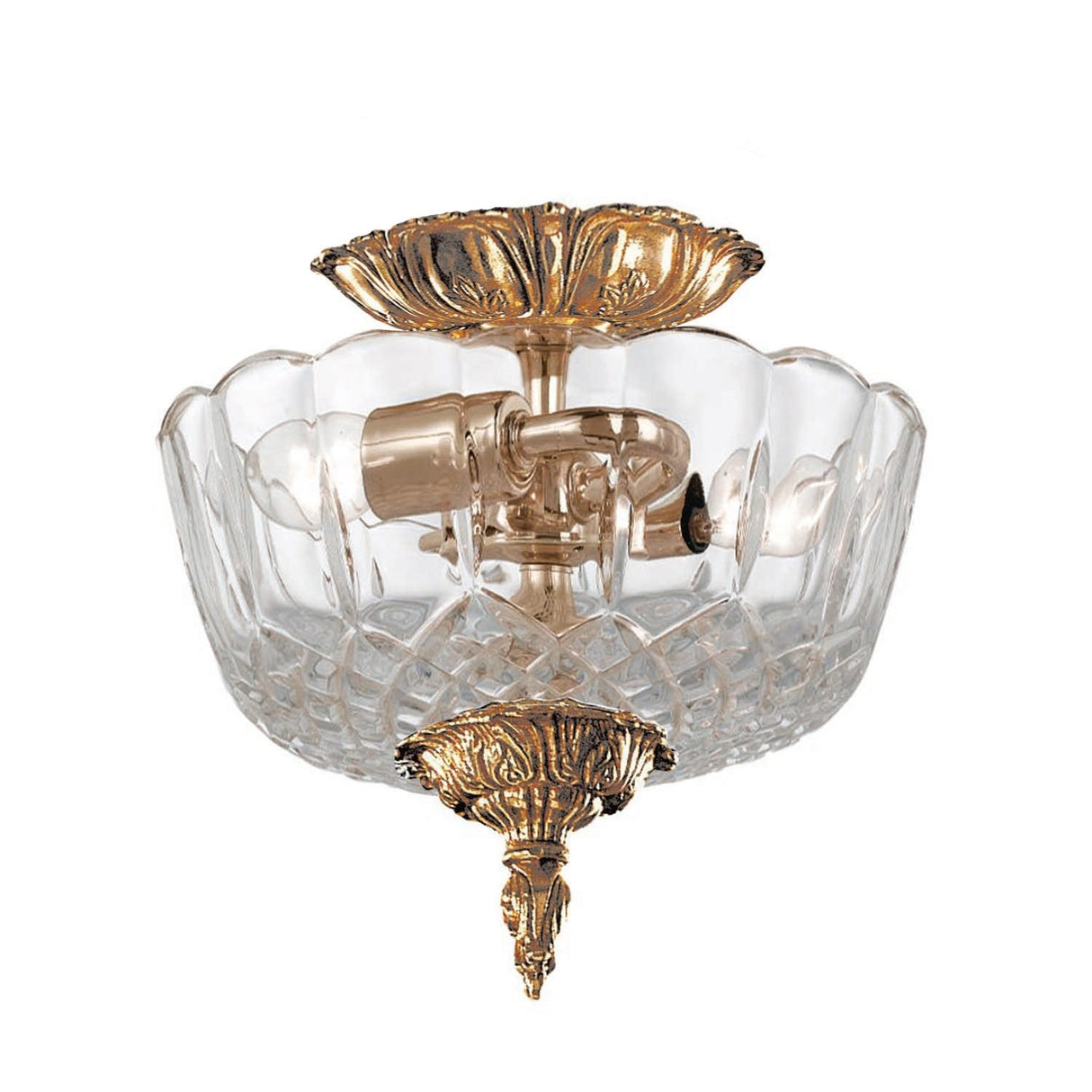 Crystorama 2 Light Olde Brass Crystal Semi Flush Mount 55-CT-OB