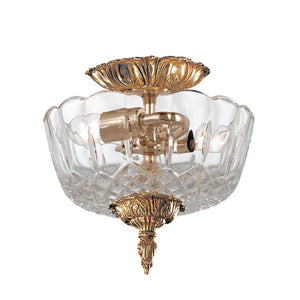 Crystorama 2 Light Olde Brass Crystal Semi Flush Mount 55-CT-OB