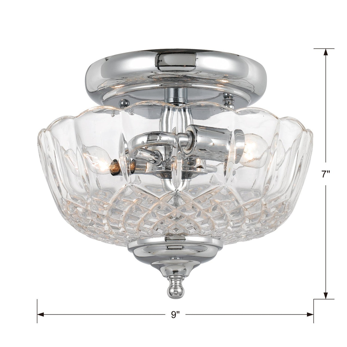 Crystorama 2 Light Olde Brass Crystal Semi Flush Mount 55-CT-OB