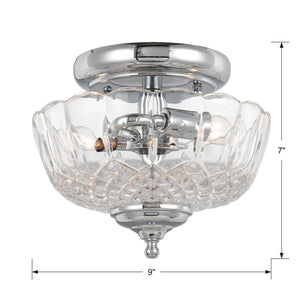Crystorama 2 Light Olde Brass Crystal Semi Flush Mount 55-CT-OB