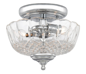 Crystorama 2 Light Olde Brass Crystal Semi Flush Mount 55-CT-OB