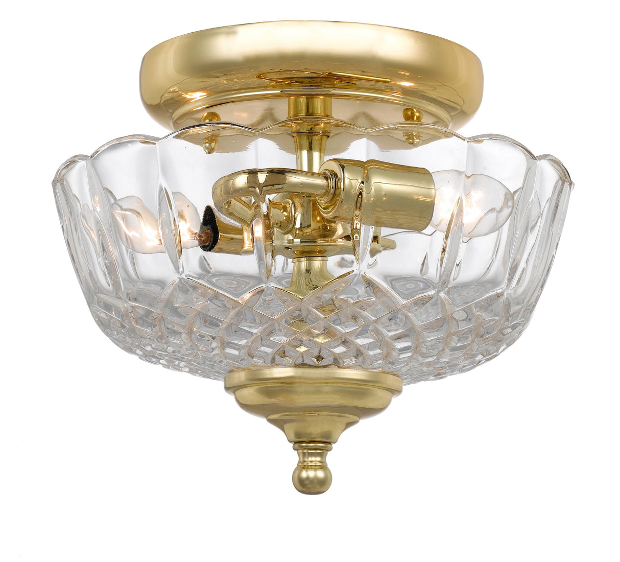 Crystorama 2 Light Polished Brass Crystal Semi Flush Mount 55-SF-PB