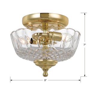 Crystorama 2 Light Olde Brass Crystal Semi Flush Mount 55-CT-OB