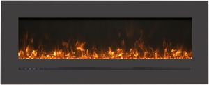 Amantii WM-FML-60-6623-STL Wall Mount / Flush Mount - 60" Electric Fireplace with a Steel Surround and Glass Media