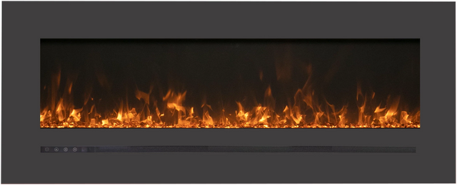 Amantii WM-FML-72-7823-STL Wall Mount / Flush Mount - 72" Electric Fireplace with a Steel Surround and Glass Media