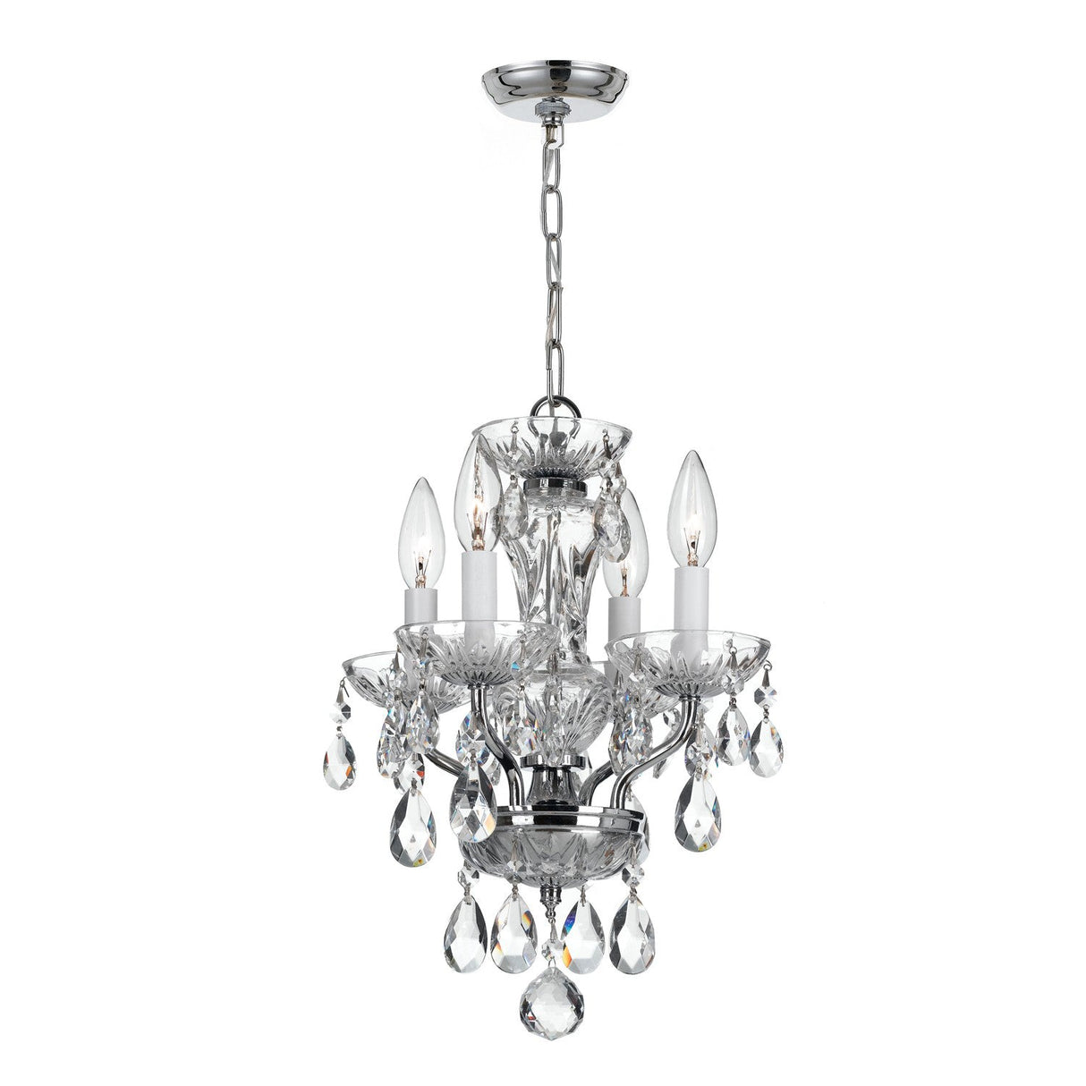 Traditional Crystal 4 Light Hand Cut Crystal Polished Chrome Mini Chandelier 5534-CH-CL-MWP