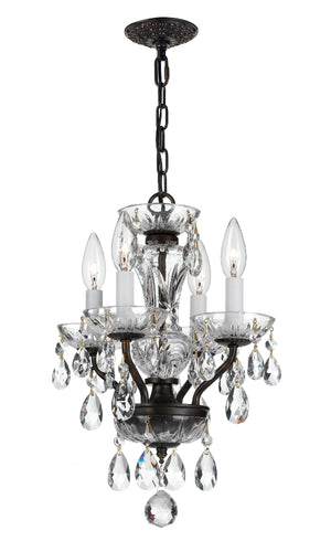 Traditional Crystal 4 Light Clear Italian Crystal Polished Chrome Mini Chandelier 5534-CH-CL-I
