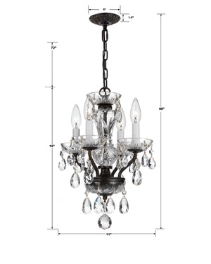 Traditional Crystal 4 Light Clear Italian Crystal Polished Chrome Mini Chandelier 5534-CH-CL-I