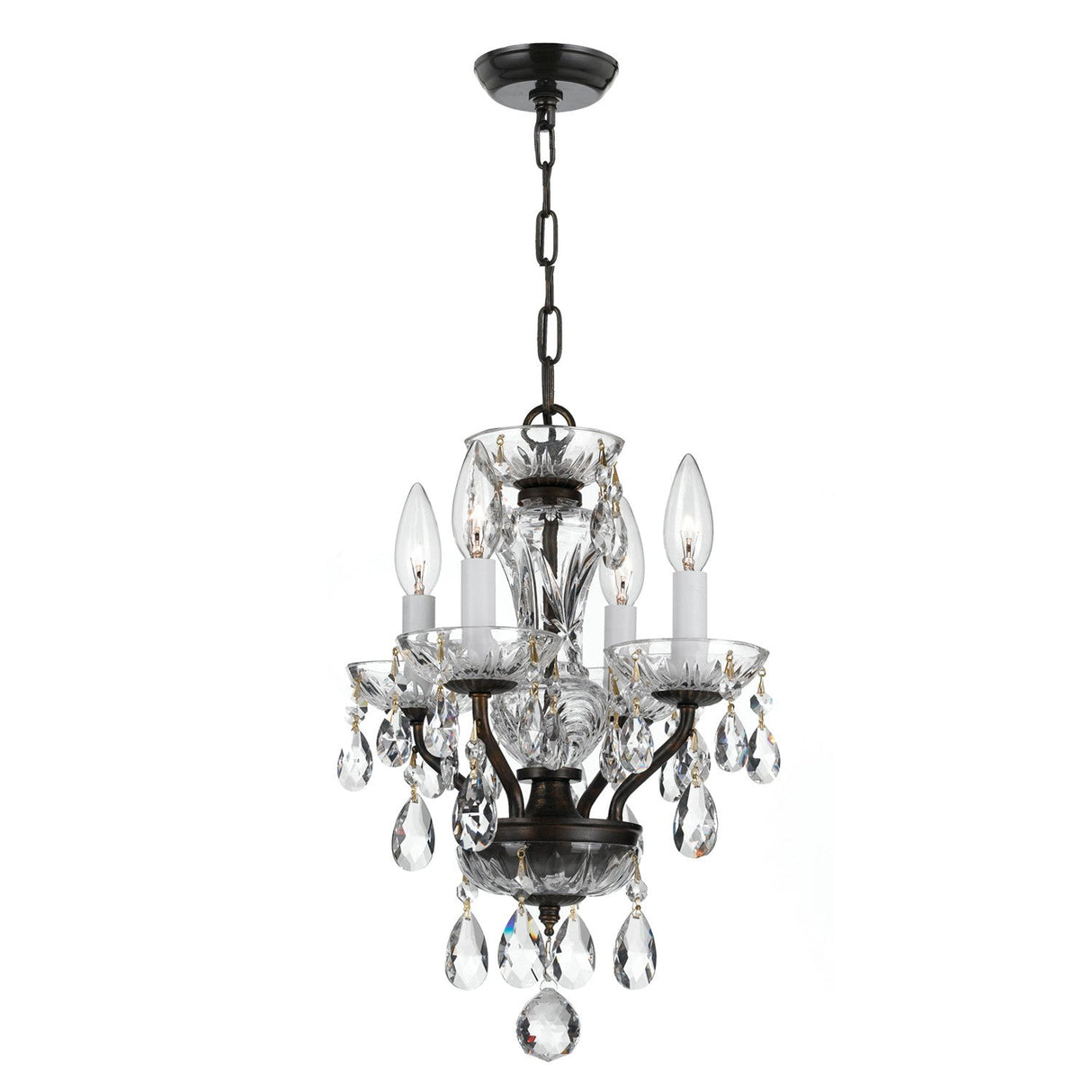 Traditional Crystal 4 Light Swarovski Strass Crystal English Bronze Mini Chandelier 5534-EB-CL-S