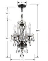 Traditional Crystal 4 Light Swarovski Strass Crystal Polished Chrome Mini Chandelier 5534-CH-CL-S