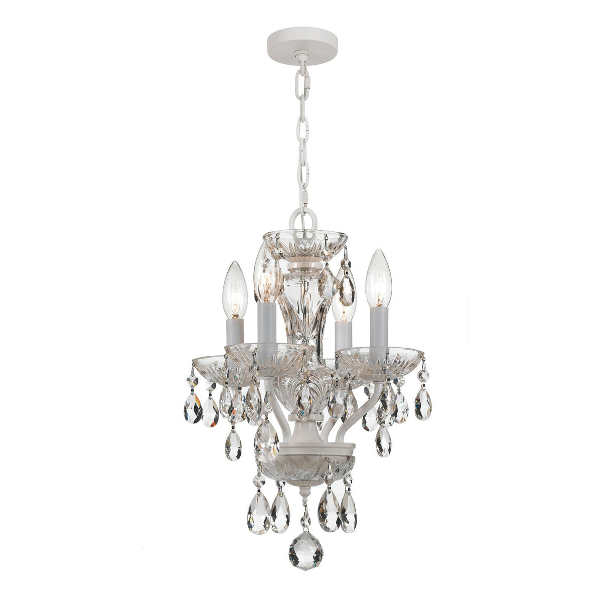 Traditional Crystal 4 Light Clear Italian Crystal Wet White Mini Chandelier 5534-WW-CL-I