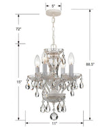 Traditional Crystal 4 Light Swarovski Strass Crystal Polished Chrome Mini Chandelier 5534-CH-CL-S