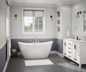 MAAX 106192-000-002-104 Delsia 6032 AcrylX Freestanding Center Drain Bathtub in White with White Skirt