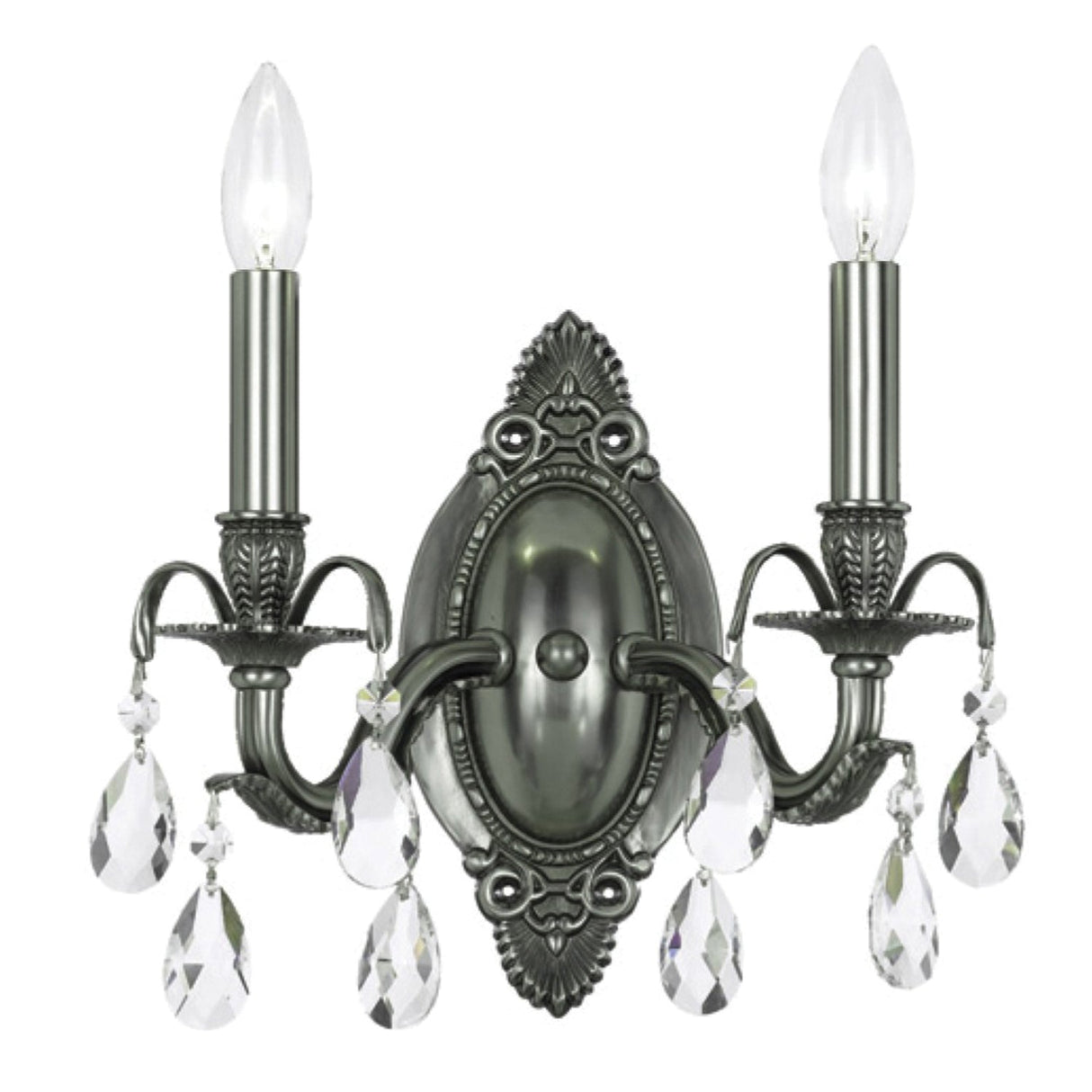 Dawson 2 Light Swarovski Strass Crystal Pewter Sconce 5562-PW-CL-S