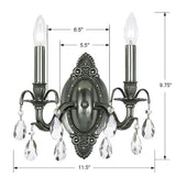 Dawson 2 Light Hand Cut Crystal Pewter Sconce 5562-PW-CL-MWP