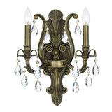 Dawson 2 Light Hand Cut Crystal Antique Brass Sconce 5563-AB-CL-MWP