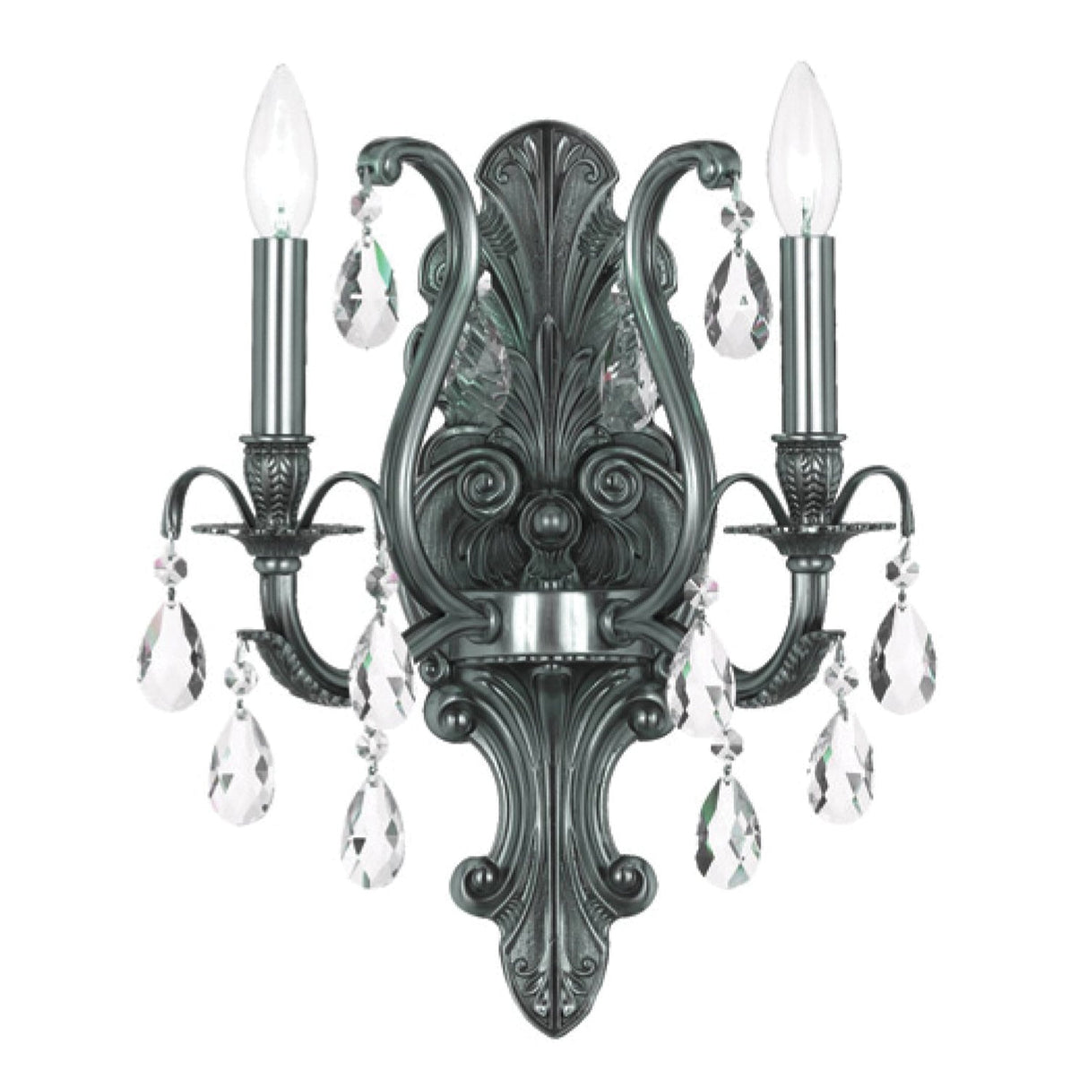 Dawson 2 Light Spectra Crystal Pewter Sconce 5563-PW-CL-SAQ