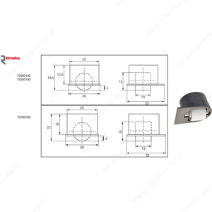 Richelieu 70580190 Roller-Mini Casters, 9/16 in, Swivel without stop function, Flexible Rubber