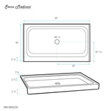 Voltaire 60 x 36 Single-Threshold, Center Drain, Shower Base in Biscuit