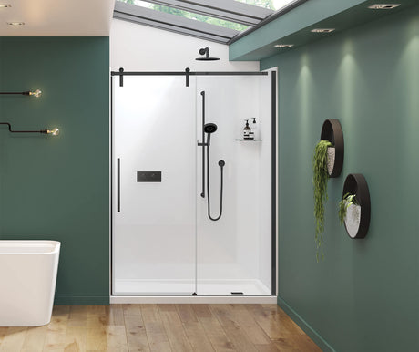 MAAX 135875-900-340-000 Nebula 56 ½-58 ½ x 78 ¾ in. 8mm Sliding Shower Door for Alcove Installation with Clear glass in Matte Black