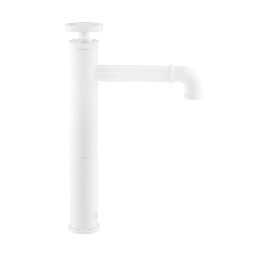 Avallon Single Hole, Single-Handle Wheel, High Arc Bathroom Faucet in Matte White