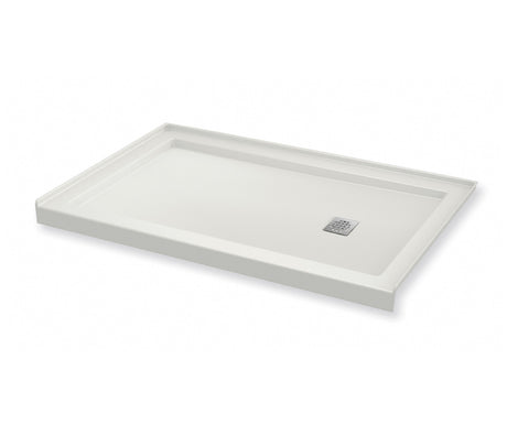 MAAX 420006-541-001-100 B3Square 6036 Acrylic Alcove Shower Base in White with Anti-slip Bottom with Left-Hand Drain