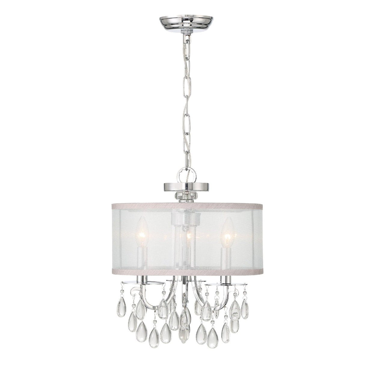 Hampton 3 Light Polished Chrome Clear Crystal Drum Shade Mini Chandelier 5623-CH