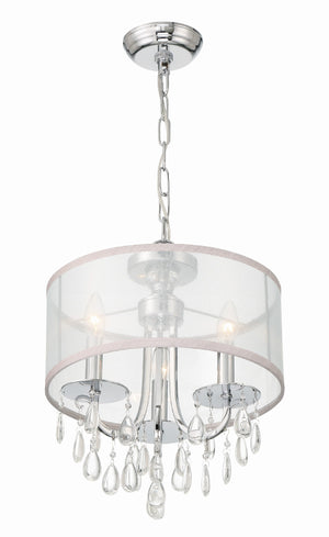 Hampton 3 Light Antique Brass Etruscan Crystal Drum Shade Mini Chandelier 5623-AB