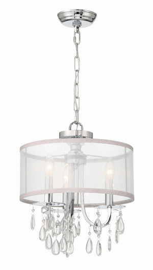 Hampton 3 Light Antique Brass Etruscan Crystal Drum Shade Mini Chandelier 5623-AB