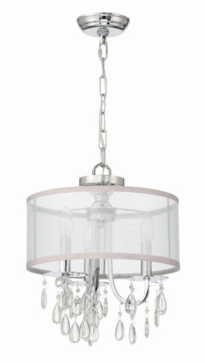 Hampton 3 Light Antique Brass Etruscan Crystal Drum Shade Mini Chandelier 5623-AB