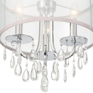 Hampton 3 Light Antique Brass Etruscan Crystal Drum Shade Mini Chandelier 5623-AB
