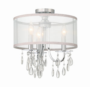 Hampton 3 Light Antique Brass Etruscan Crystal Drum Shade Semi Flush Mount 5623-AB_CEILING