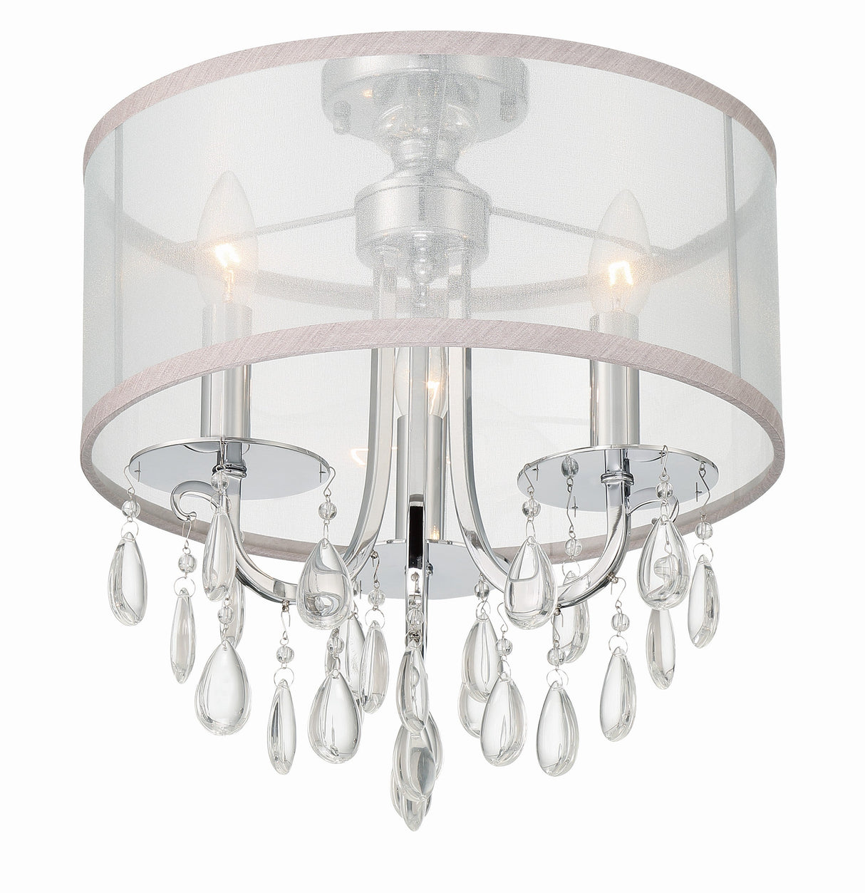 Hampton 3 Light Antique Brass Etruscan Crystal Drum Shade Semi Flush Mount 5623-AB_CEILING