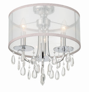 Hampton 3 Light Antique Brass Etruscan Crystal Drum Shade Semi Flush Mount 5623-AB_CEILING
