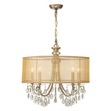 Hampton 5 Light Drum Shade Antique Brass Chandelier 5625-AB