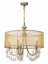 Hampton 5 Light Drum Shade Antique Brass Chandelier 5625-AB