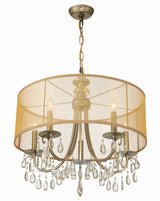 Hampton 5 Light Drum Shade Antique Brass Chandelier 5625-AB