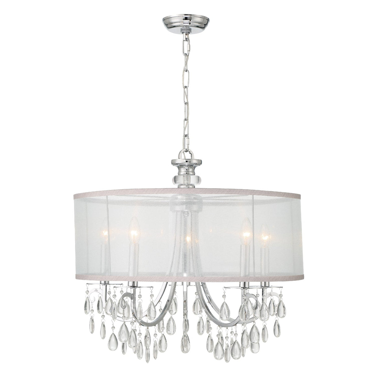 Hampton 5 Light Drum Shade Polished Chrome Chandelier 5625-CH