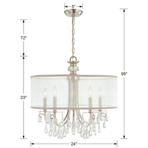 Hampton 5 Light Drum Shade Antique Brass Chandelier 5625-AB