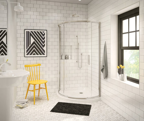 MAAX 137446-900-305-000 Radia Round 36 x 36 x 71 ½ in. 6mm Sliding Shower Door for Corner Installation with Clear glass in Brushed Nickel