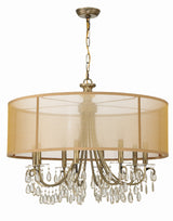 Hampton 8 Light Drum Shade Antique Brass Chandelier 5628-AB