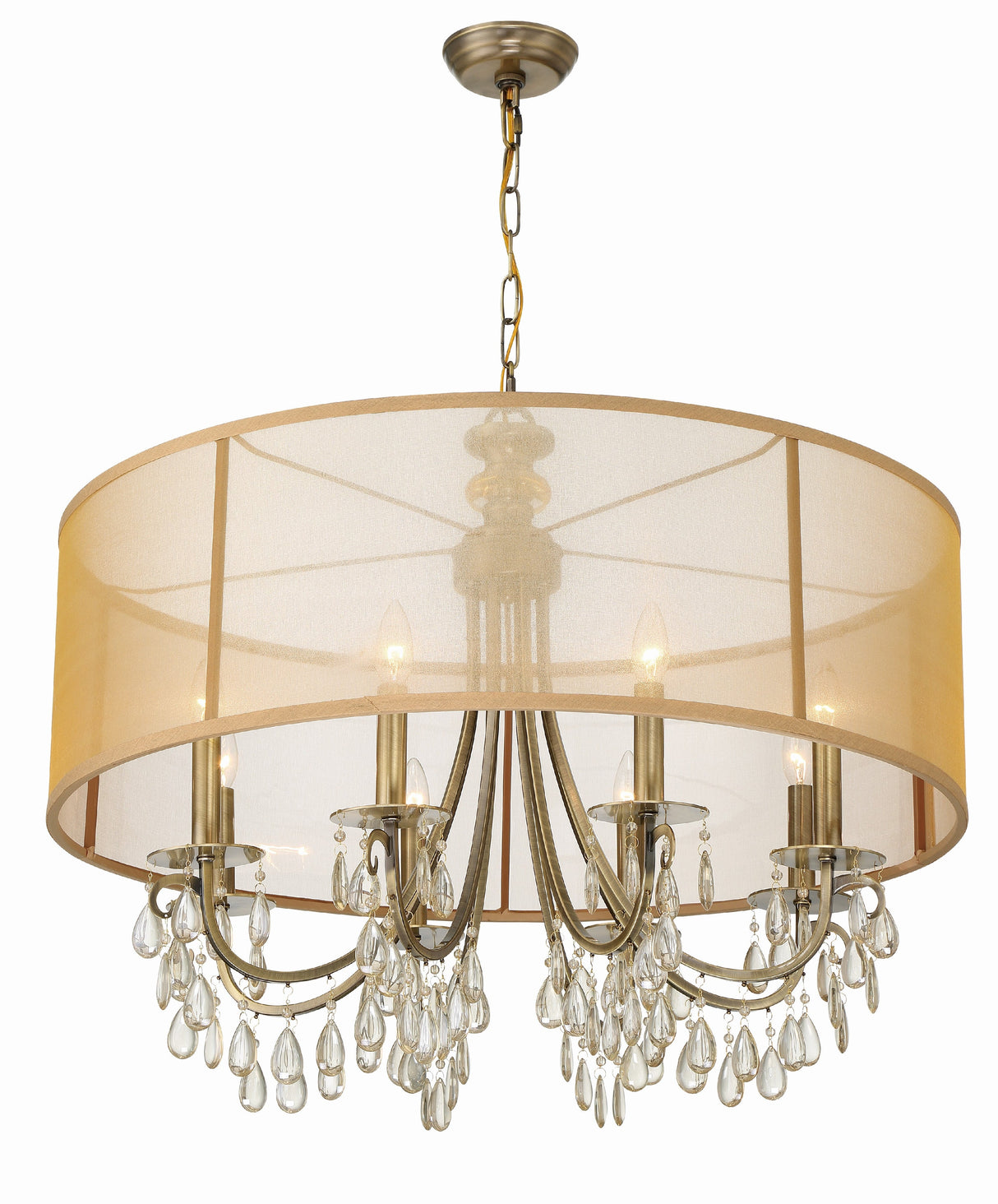 Hampton 8 Light Drum Shade Antique Brass Chandelier 5628-AB