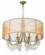 Hampton 8 Light Drum Shade Antique Brass Chandelier 5628-AB