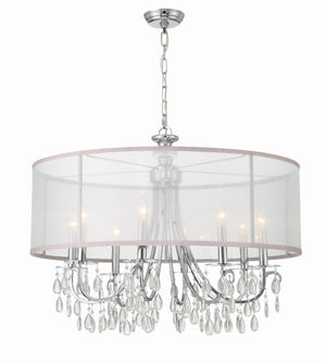 Hampton 8 Light Drum Shade Antique Brass Chandelier 5628-AB